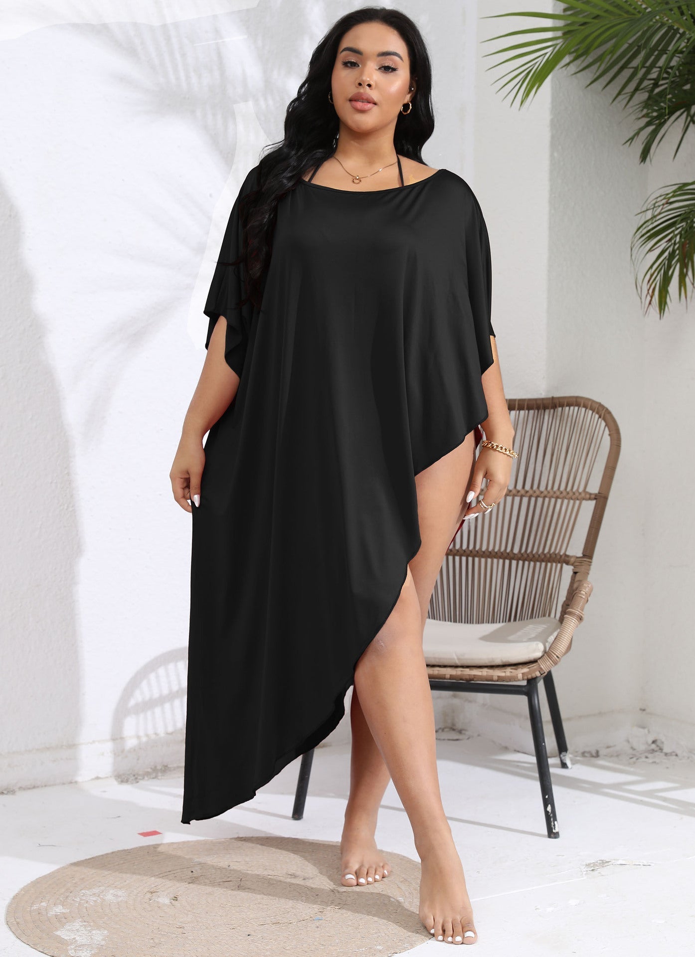 Women Vacation Beach Blouse plus Size Women Clothes off Shoulder Bikini Irregular Asymmetric Dress Bella Mia